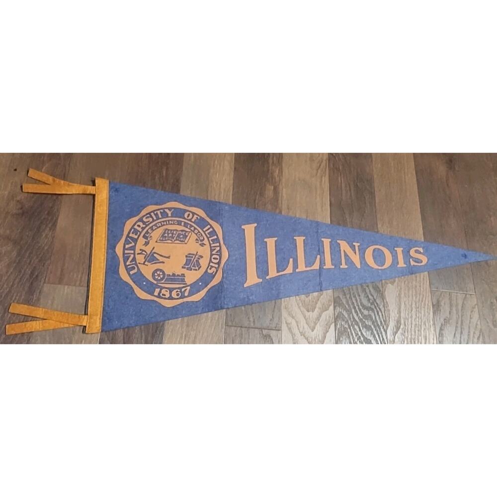 Vintage Authentic 1940s 1950s University Of Illinois Full size Pennant felt ties
